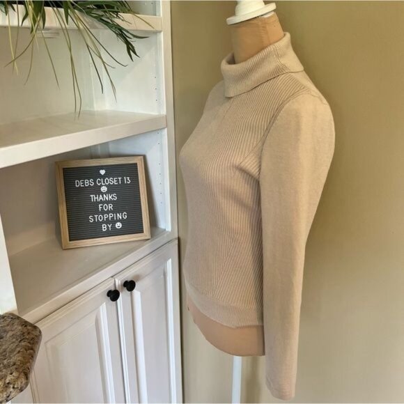 Koradior Women’s Sweater Size Small EU 38 Lined with Soft Fabric Turtleneck Tan - Picture 3 of 14